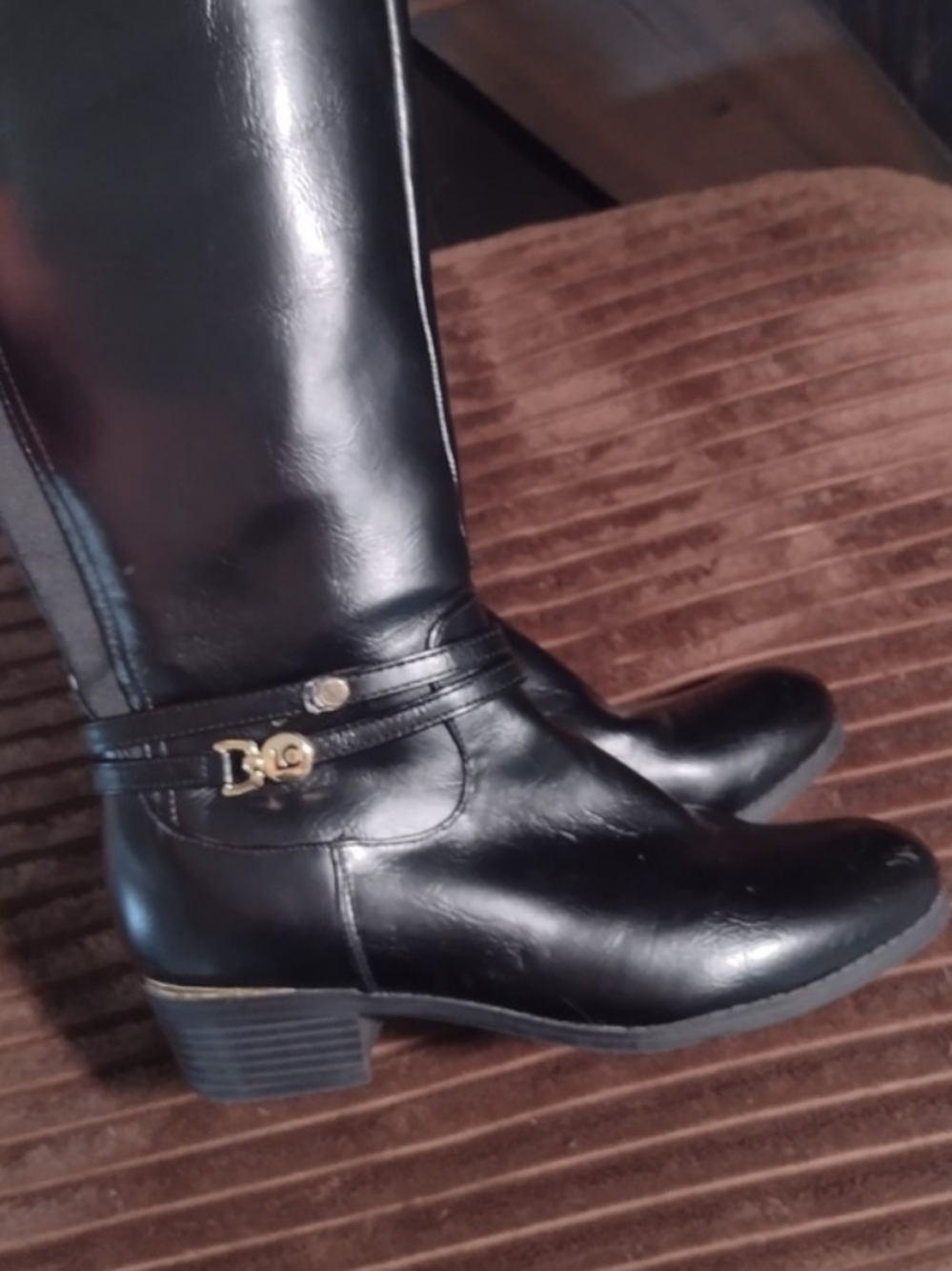 Liz Claiborne Black Leather Knee-High Riding Boots Timeless Autumn 7W